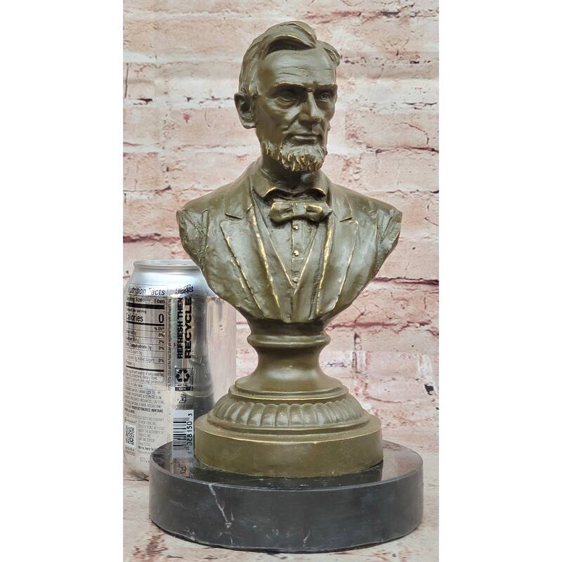 Abraham Lincoln ial Bronze Bust Sculpture Statue On Marble Base
