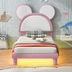 preview thumbnail 10 of 15, Upholstered Platform Bed with Cartoon Ears Shaped Headboard and LED