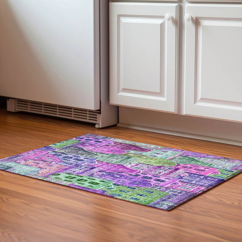 Premium Washable Super Soft Modern Citylife Mayfield Rug - Purple - 1' 8" x 2' 6" - Rectangle