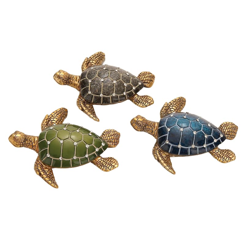 Polystone Turtle Decorative Sculpture - Set of 3 Brown - Roche River Decor - Brown