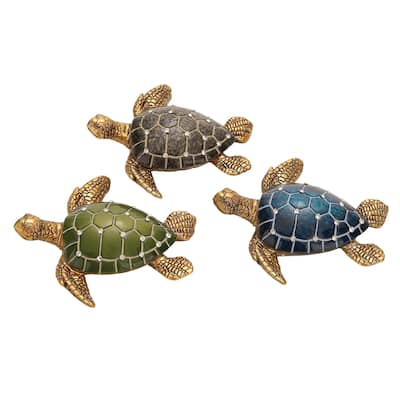 Polystone Turtle Decorative Sculpture - Set of 3 Brown - Roche River Decor