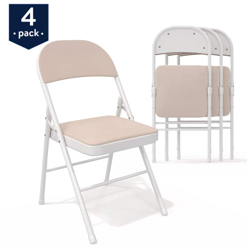VECELO 5-Piece 1 Table + 4 Folding Chairs Card Game Set 33.8” Square PU Leather Multi-Purpose Table for Indoor Outdoor Use