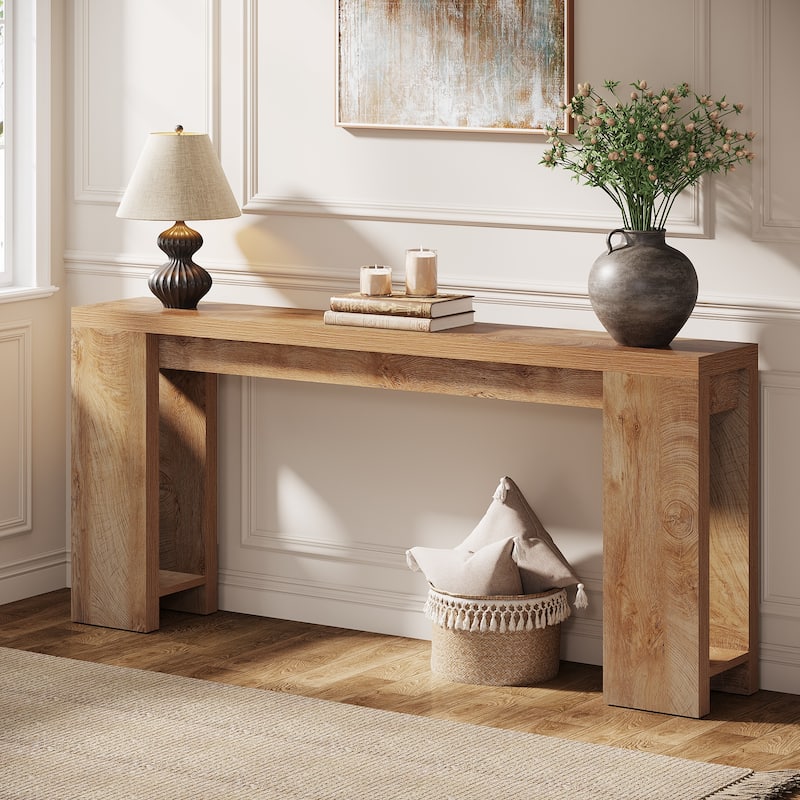 Farmhouse Wood 70.9 Inches Extra Long Console Table for Living Room, Hallway
