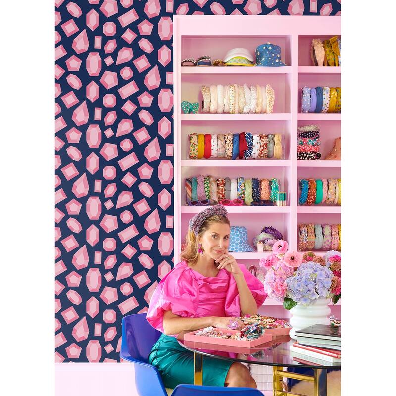 Lele Sadoughi Lele Gems Navy Peel & Stick Wallpaper