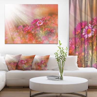 Designart "Little Red and Pink Flowers Spring" Large Floral Canvas Artwork Print