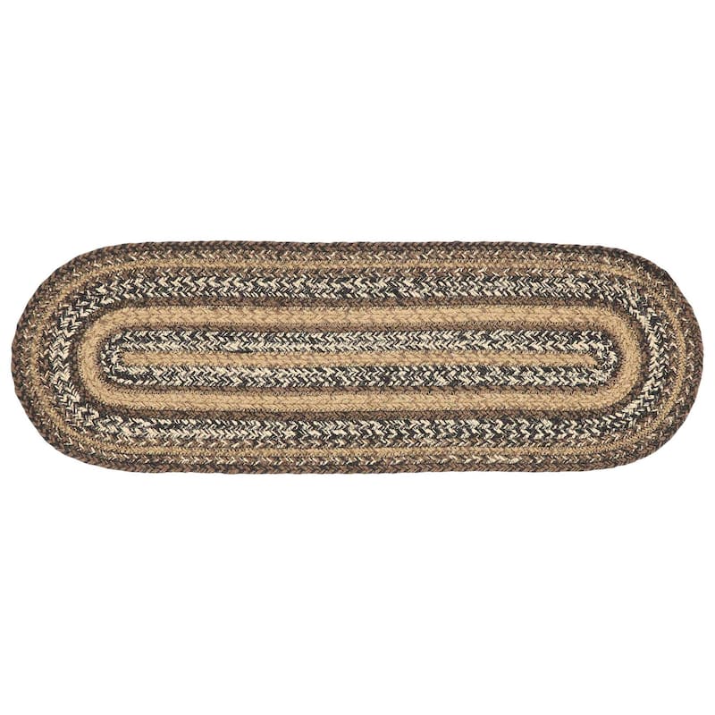 Espresso Jute Stair Tread Oval Latex 8.5x27 - 8.5x31