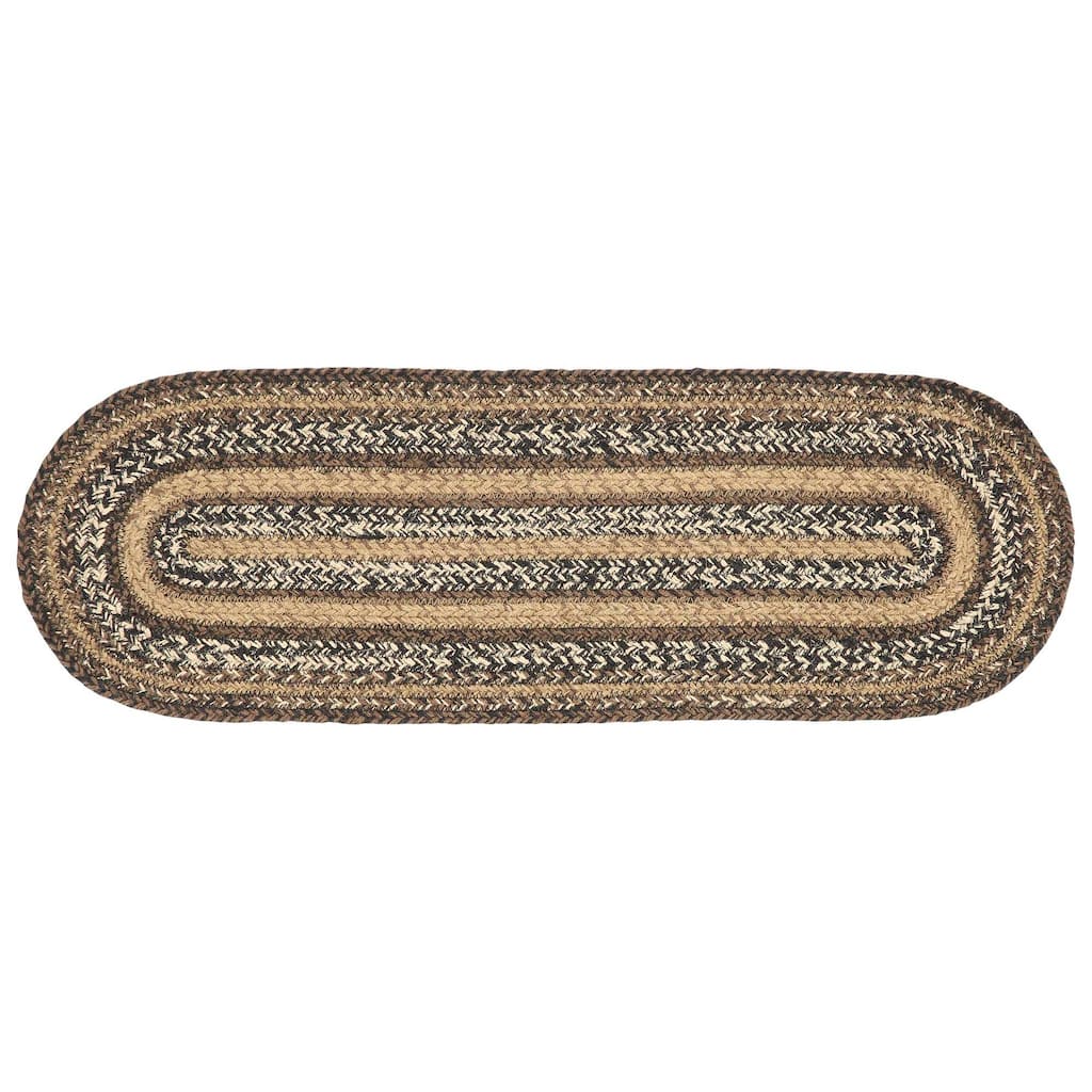 Espresso Jute Stair Tread Oval Latex 8.5x27 - 8.5x31
