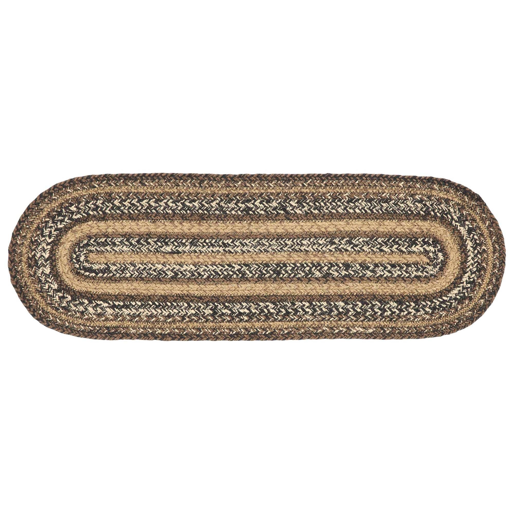 Espresso Jute Stair Tread Oval Latex 8.5x27 - 8.5x31