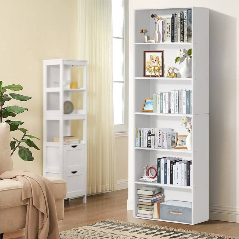 Modern Minimalist Storage Shelf - 6 Tiers, MDF Build