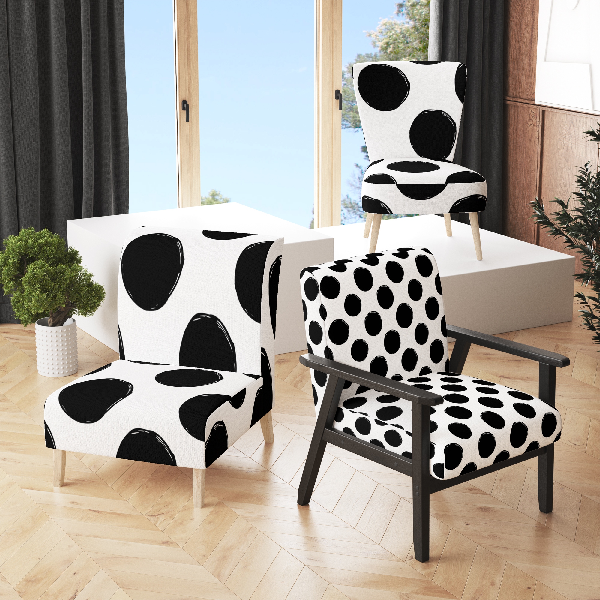 Black and white hot sale polka dot chair