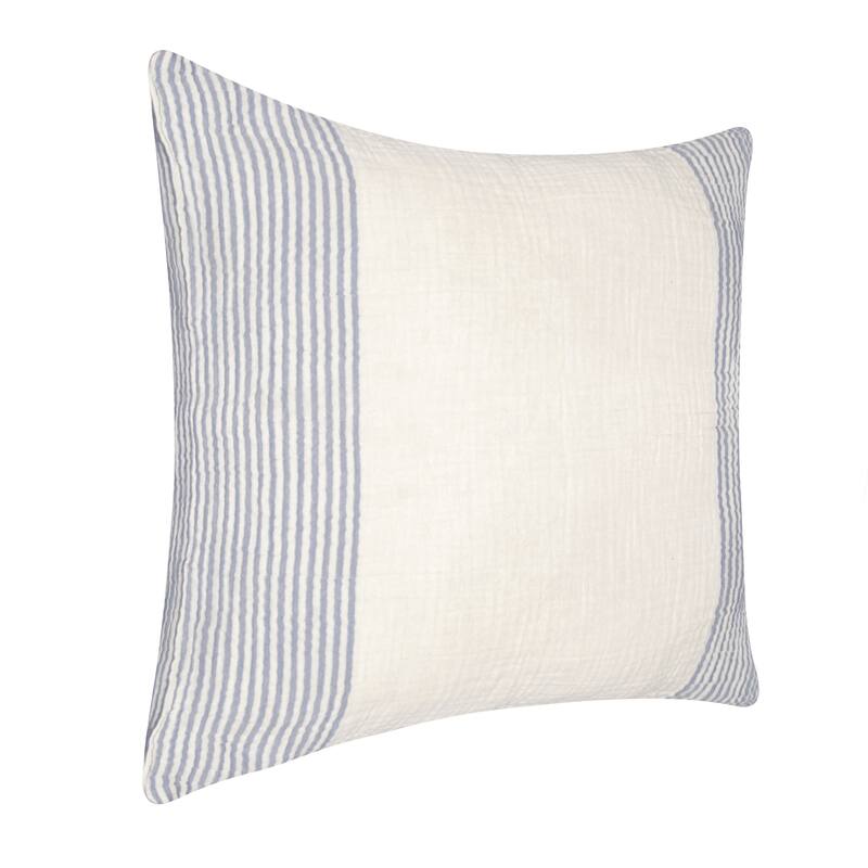 22" Blue Striped Cotton Throw Pillow