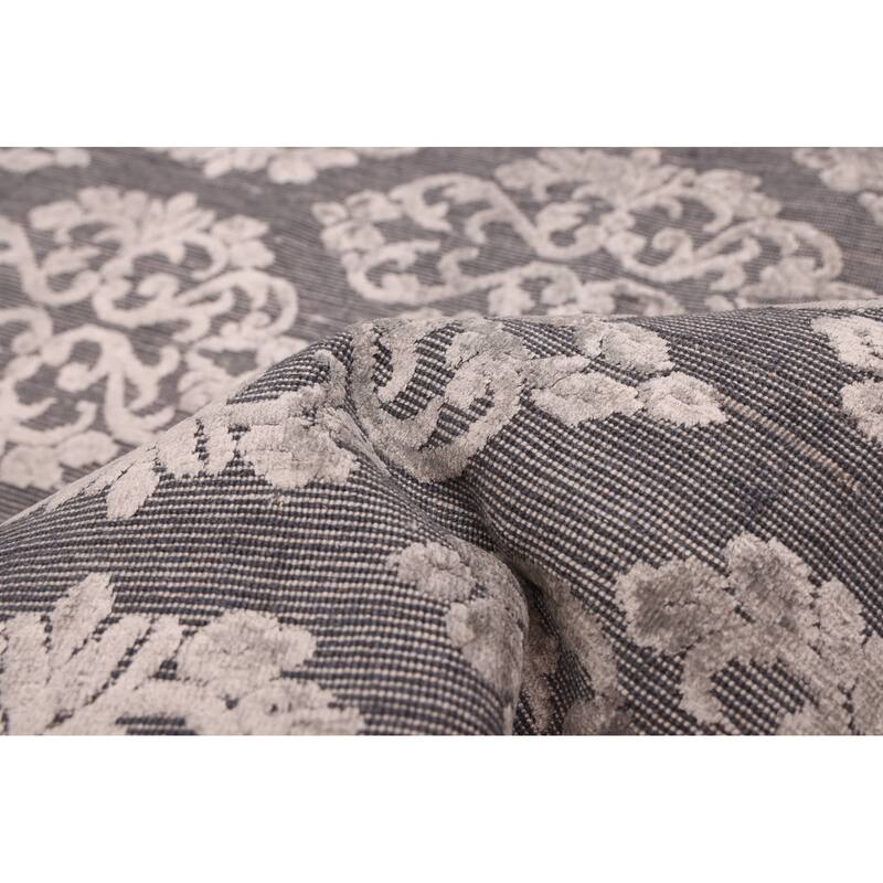 ECARPETGALLERY Hand Loomed Elysian Grey Viscose, Wool Rug - 9'9 x 11'3