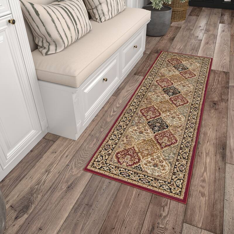 Soho Traditional Floral Indoor Area Rug - 2'3'' x 7'3'' Runner - Red