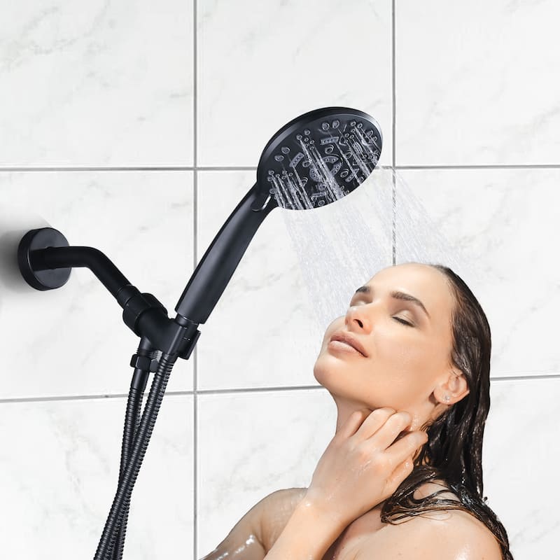 WOWOW Minimalist Shower Faucet Set with 7-Function Handheld Showerhead