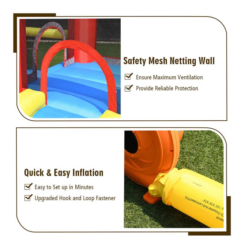 Gymax Kid Inflatable Bounce House Slide Jumping Castle w/Soccer Goal