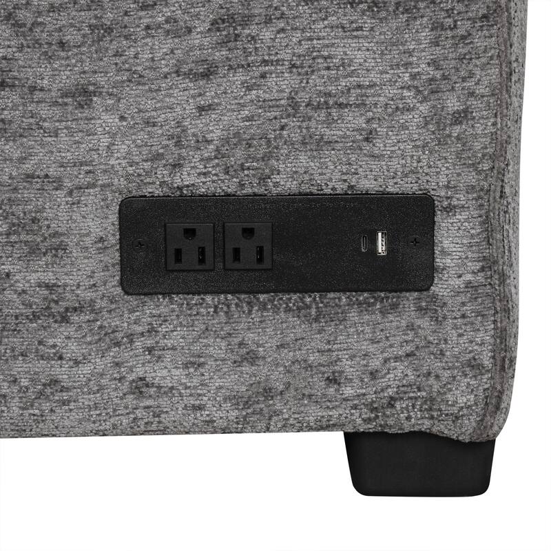Sectional Sofa Pull-out Bed with Storage Ottoman and Charging Devices