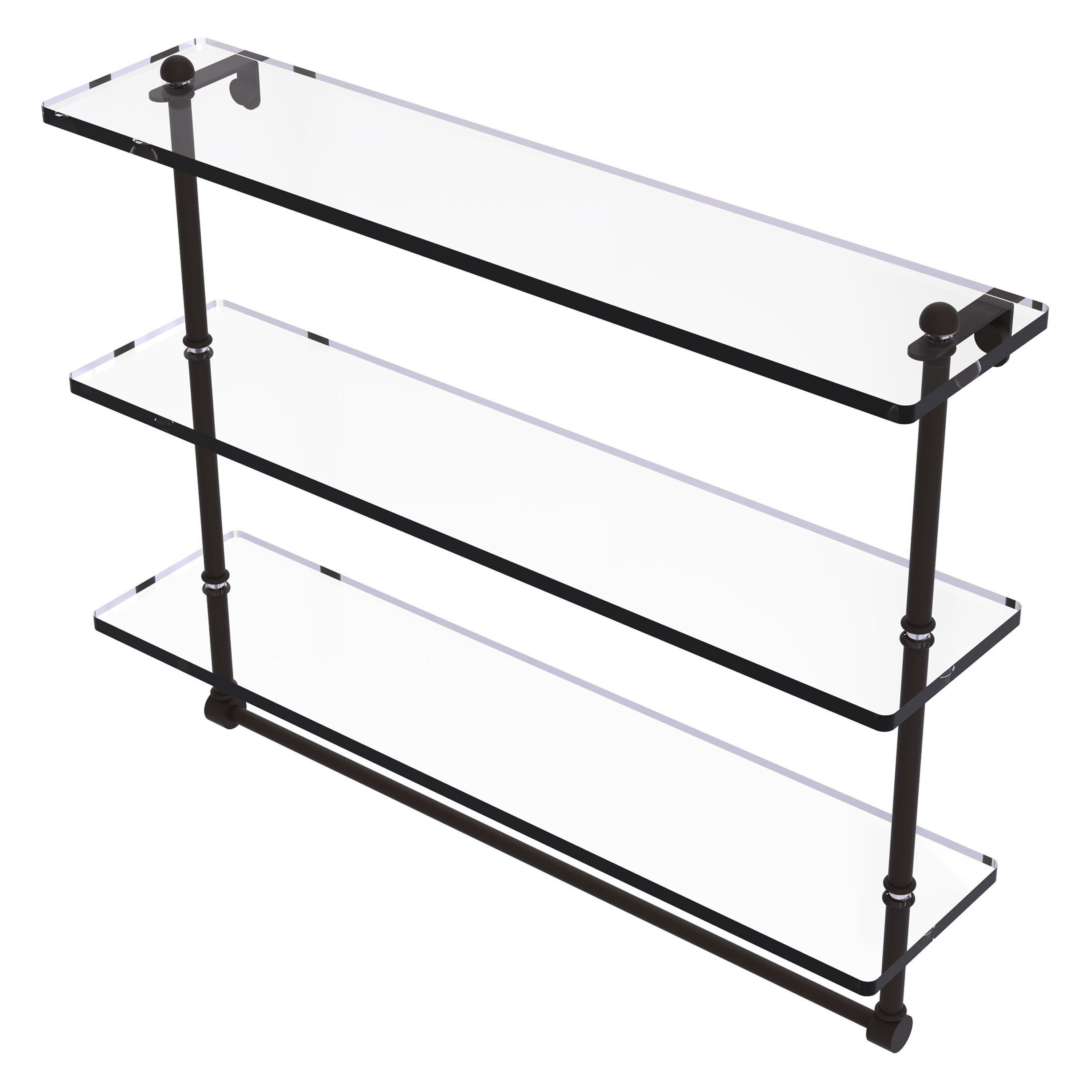 BESy Heavy Duty Lavatory Glass Bathroom Shelf, 2 Tier Tempered Glass Shower  Shelves with Towel Bar Wall Mounted, Shower Storage 15 by 5 inches, Matte