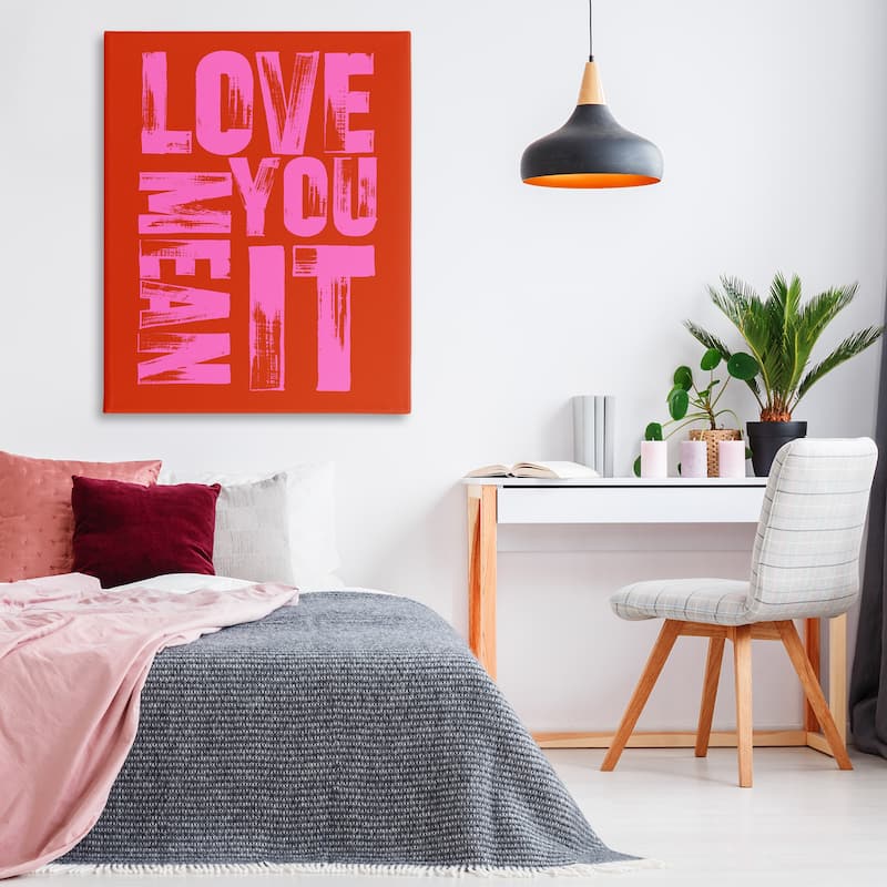 Stupell Love You Mean It on Red Canvas Wall Art Design By House of Lulu