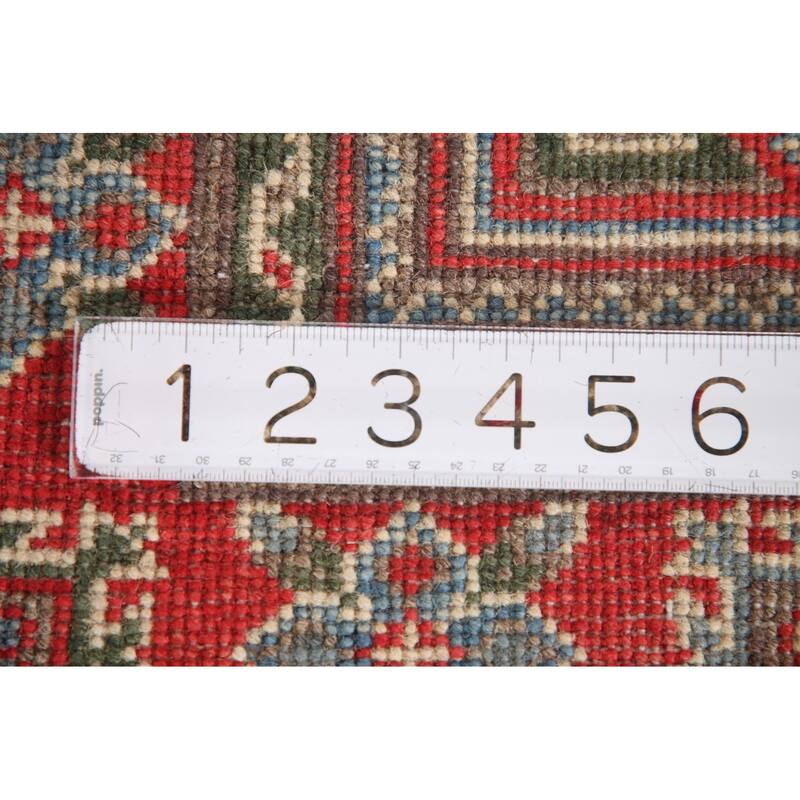 Geometric Kazak Accent Rug Handmade Oriental Beige Wool Carpet - 2'9"x 4'0"