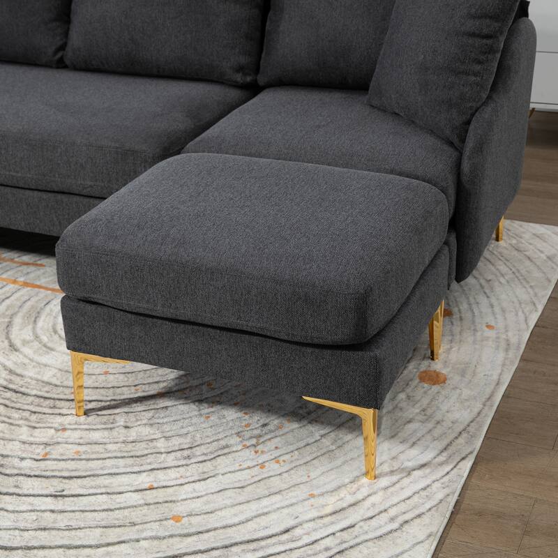 110'' Wide Sectional Sofa UShape Convertible Sofa Couch with Reversible Chaise and Ottoman