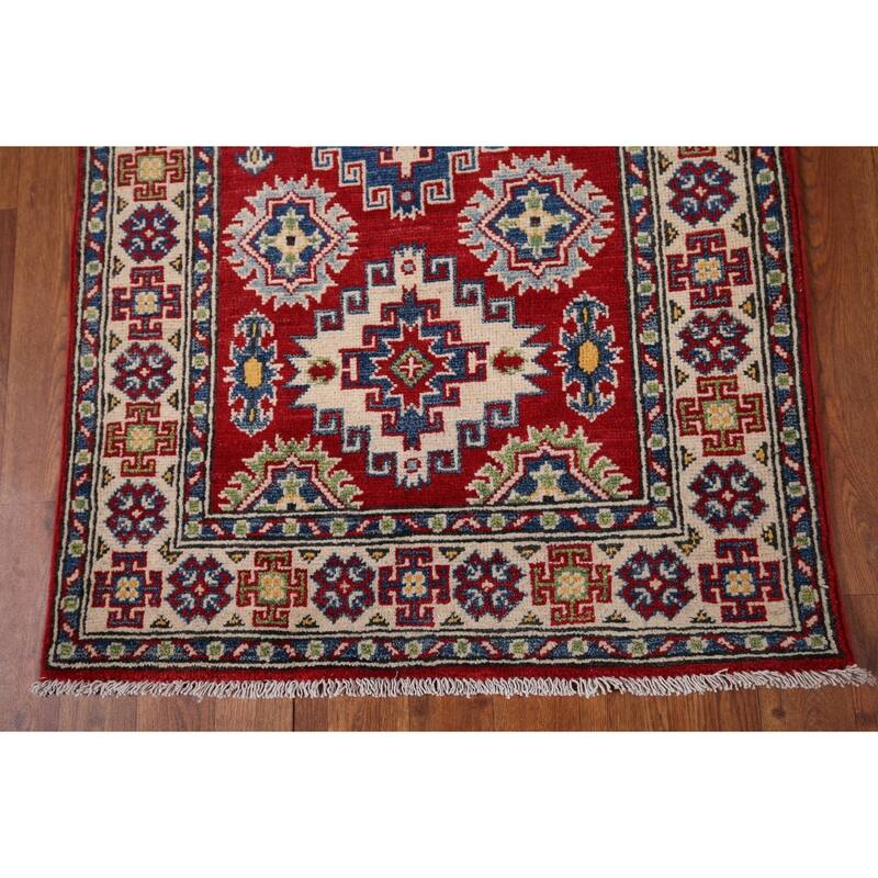 Kazak Oriental Rug Hand-Knotted Wool Carpet - 2'7" x 19'3"
