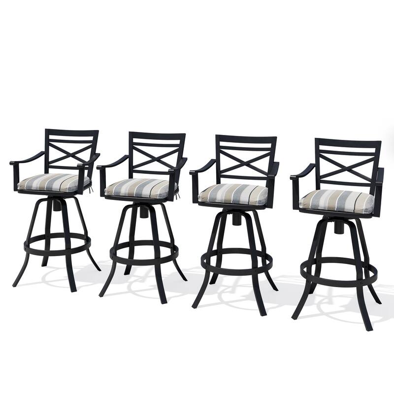 Outdoor Aluminum Swivel Bar Stools with Sunbrella Cushion
