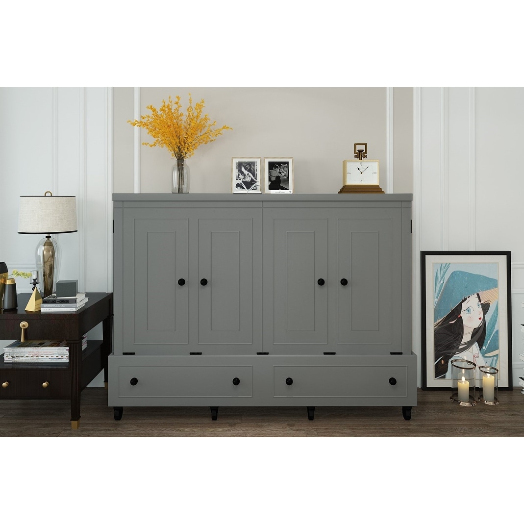 Rolling queen murphy bed with mattress room and loft deals