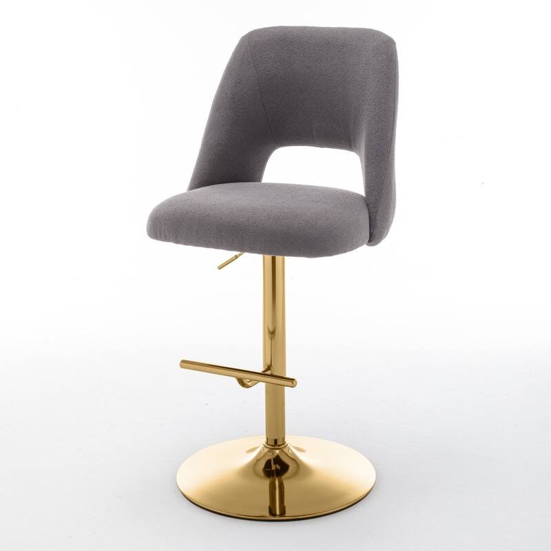 Best Quality Furniture Adjustable Textured Fabric Barstools with Chrome Finish Base (Set of 2)