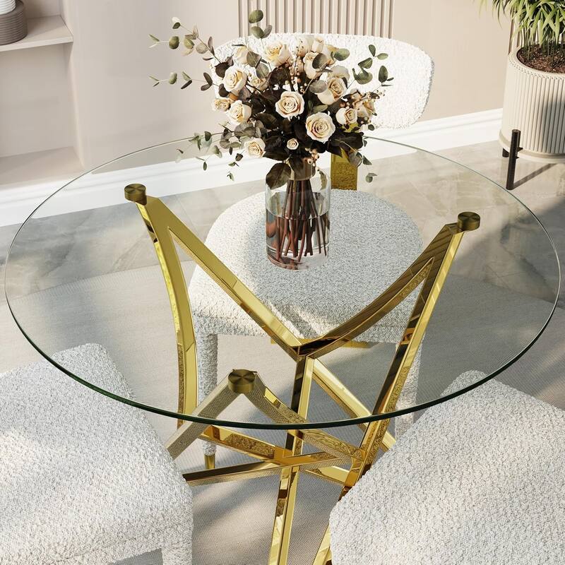 36 inch Clear Glass Round Dining Table