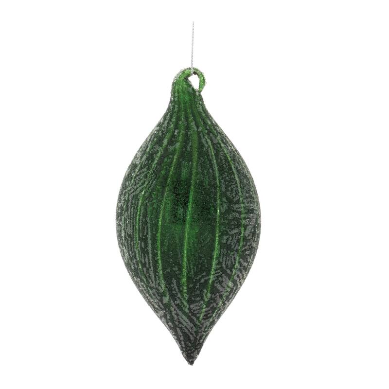 Ribbed Glass Drop and Ball Christmas Ornaments - 6.5" - Green - 6ct