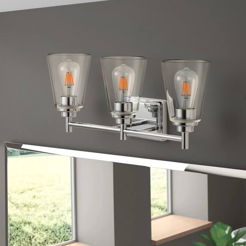 3-Light Chrome Vanity Light All-In-One Vanity Light Set