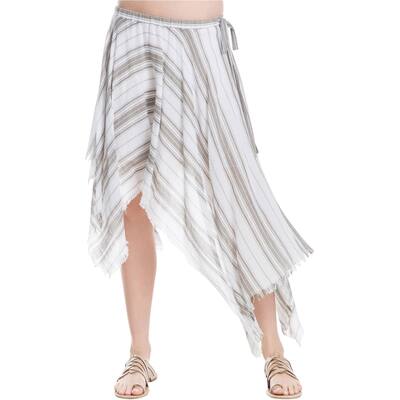 Max Studio London Womens Striped Asymmetrical Skirt, White, Small