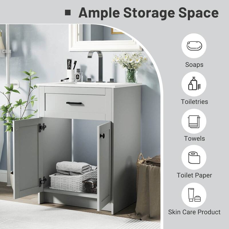 Costway Bathroom Vanity Unit with Basin Under Sink Bathroom Storage - See Details