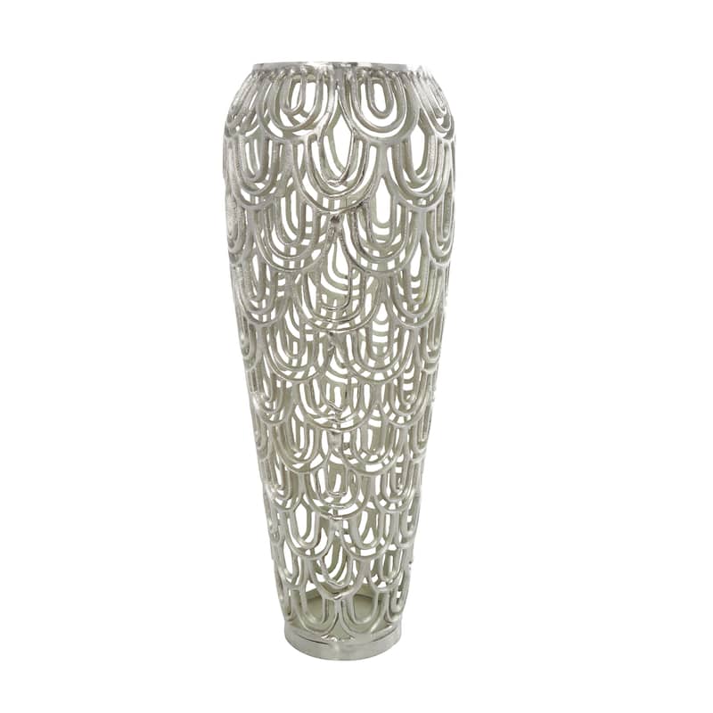 Aluminum Metal Geometric Tall Art Deco Inspired Arched Decorative Vase - Gold or Silver - Roche River Decor