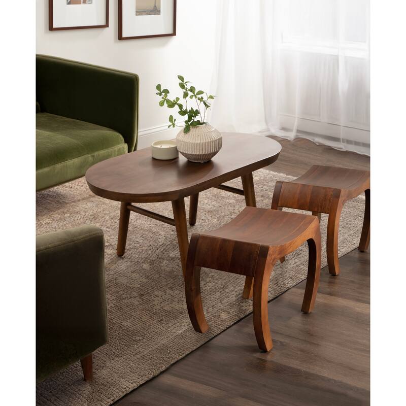 Kate and Laurel Loviisa Wood Ottoman and Vanity Stool