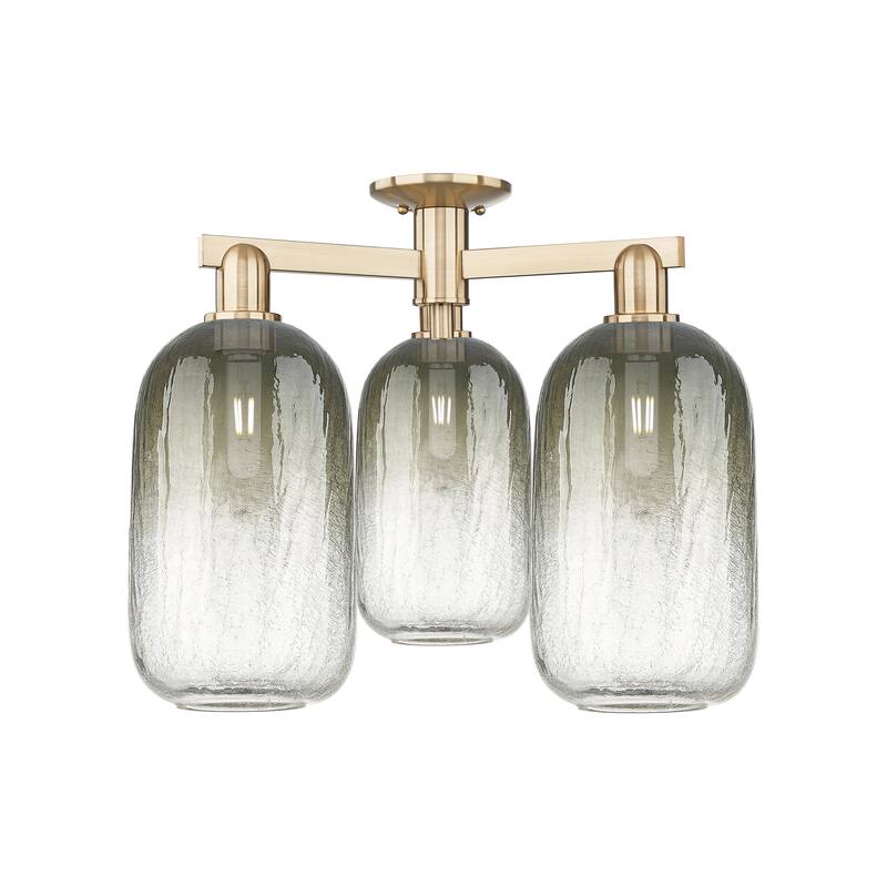 Innovations Lighting Downtown Urban - Brookhaven Cloche - 3 Light 25" Semi-Flush Mount - Slate/Champagne Bronze