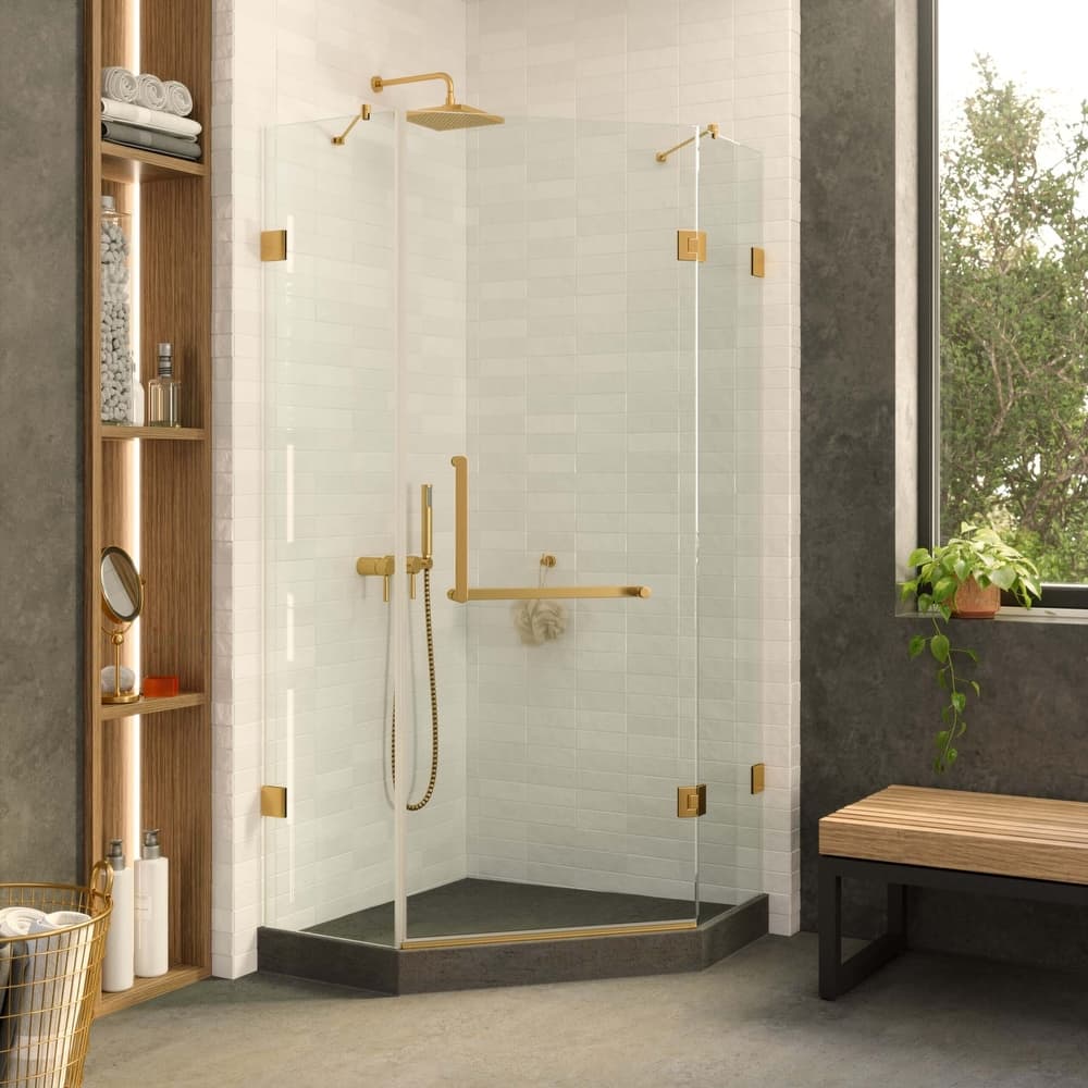 Fine Fixtures Shower Enclosure Neo Angle Frameless Tempered Glass