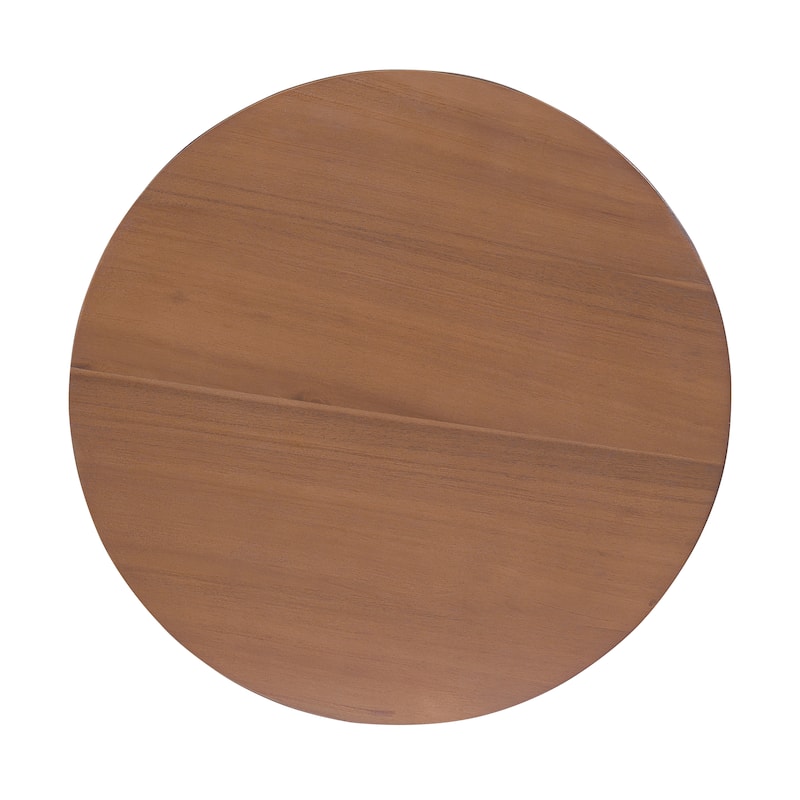 Vertical Hollow-out Side Table Round Acacia Solid Wood End Table