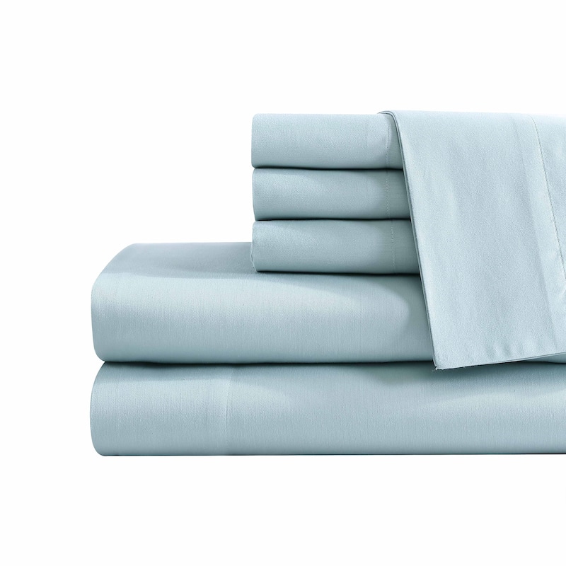 Tommy Bahama 1000 TC Cotton-Rich Sateen 6 Piece Bonus Sheet Set - Queen - Solid Turquoise