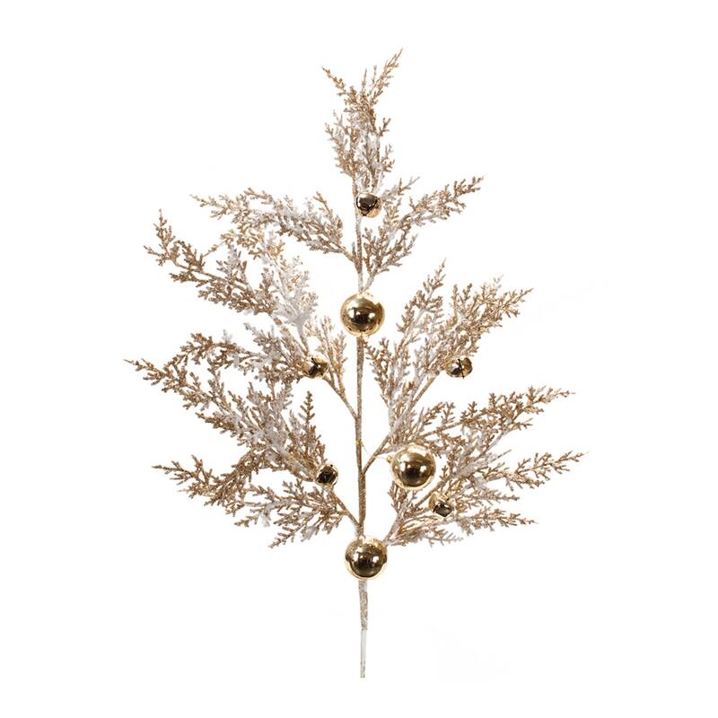 Flocked Sleigh Bell Pine Artificial Christmas Sprays - 34" - Gold - Set of 2