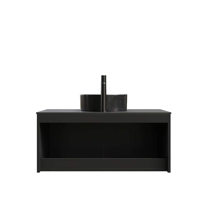 Wall-mounted Bathroom Vanity with Round Vessel Basin