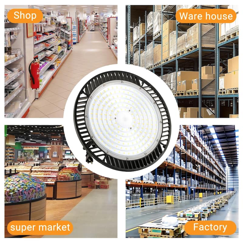 Ultra-Bright 240W UFO High Bay Light 11.6 Inch Dimmable Industrial Lighting For Warehouse, Workshop, Garage - 1-Pack
