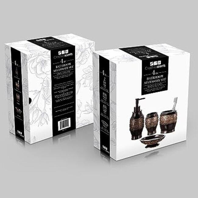 Creative Scents Dublin Brown Bathroom Accessories Set of 4