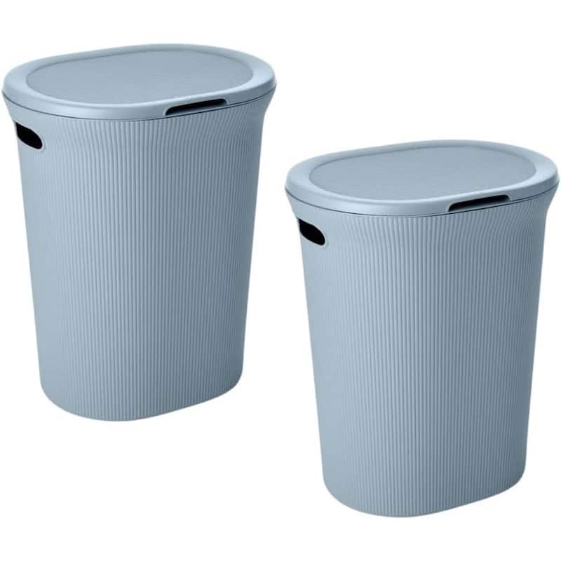 Superio Ribbed Laundry Hamper, 2 Pack - 13"W x 19.5"D x 16"H - Blue