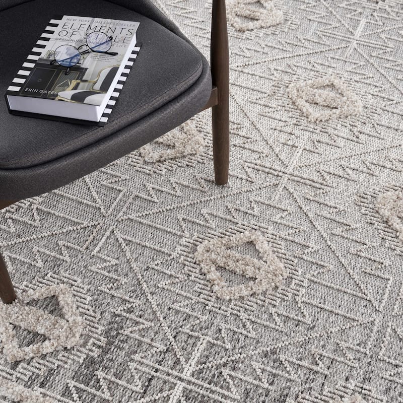 Hauteloom Agoo Hallway, Kitchen Runner Rug - Charcoal, Cream, Peach - 2'7" x 7'3"