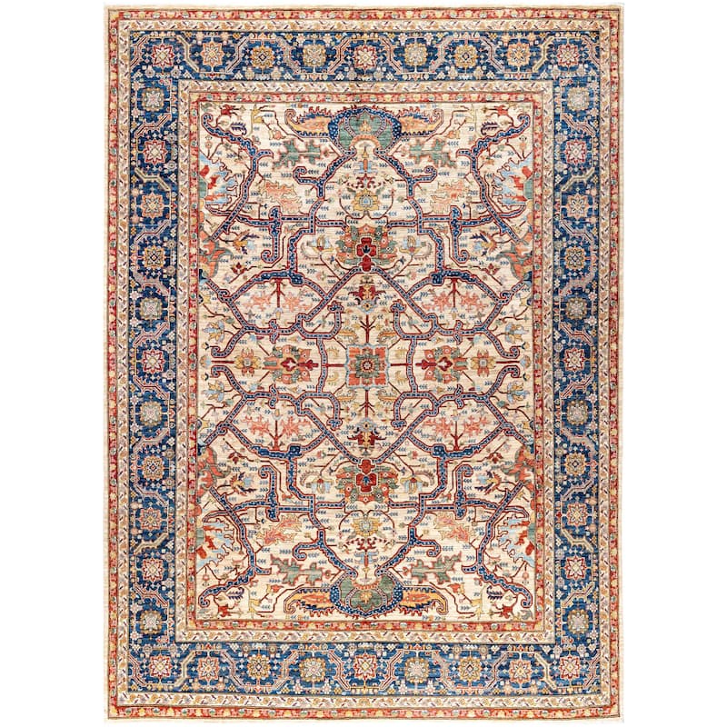 Serapi One-of-a-Kind Hand-Knotted Area Rug - Ivory - 9' 0" x 12' 3"