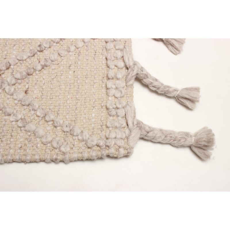 ECARPETGALLERY Braid weave Sienna Beige Wool Rug - 5'1 x 7'0