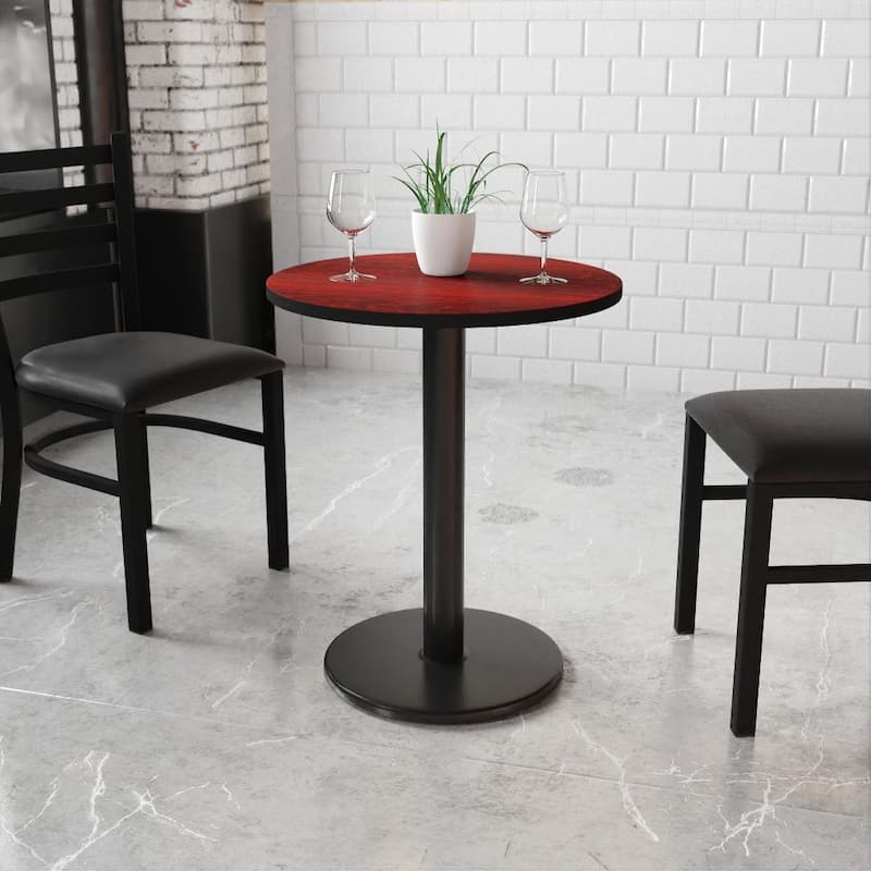 24'' Round Laminate Table Top with 18'' Round Table Height Base - 24"W x 24"D x 31.125"H - 24"W x 24"D x 31.125"H - Mahogany