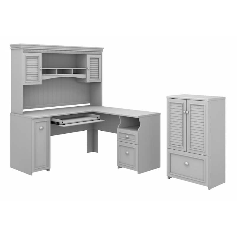 Fairview 60W Desk with Hutch and Storage Cabinet by Bush Furniture