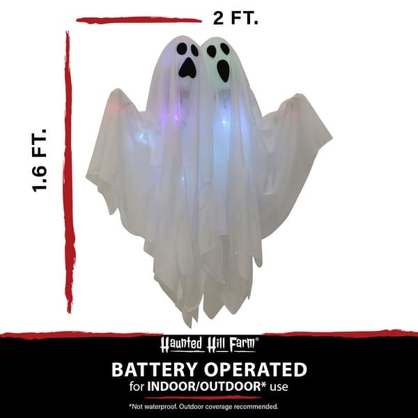 Haunted Hill Farm 1.6-ft. Light-Up Ghost Set of 2, Color-Changing, Indoor/Covered Outdoor Halloween Decoration, Poseable